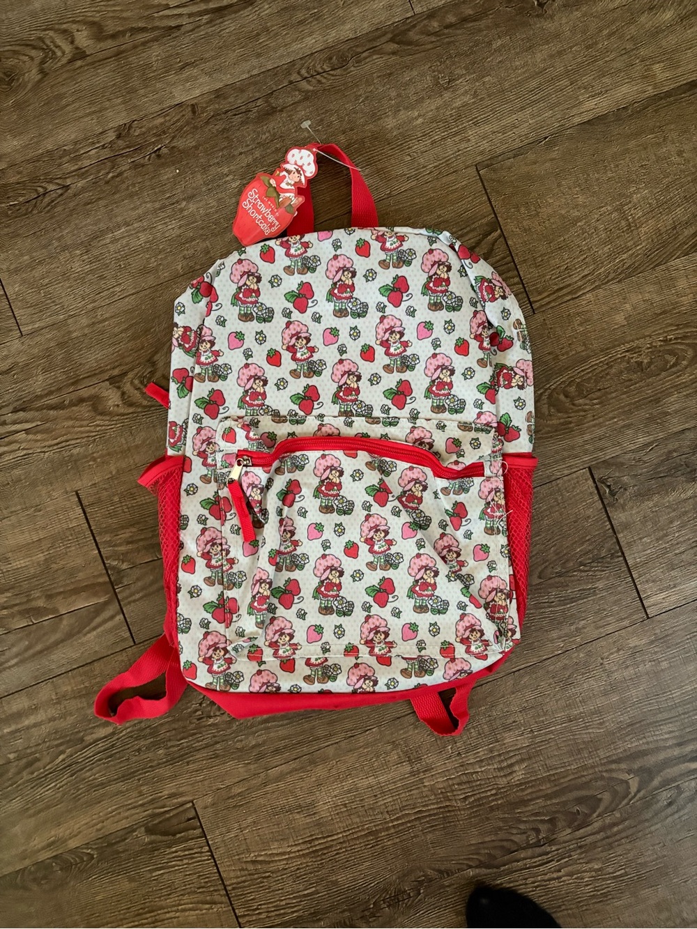 Strawberry Pattern Kids Backpack - Red Accents